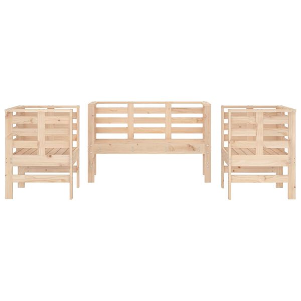 vidaXL 3-tlg. Garten-Lounge-Set Massivholz Kiefer