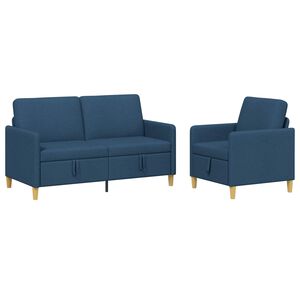 vidaXL Sofa Set mit Stauraum 2 stk. Blau Polyester
