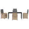 vidaXL Garten Essgruppe mit Kissen 5 pcs Beige Poly-Rattan