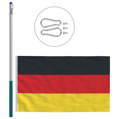 vidaXL Flagge Deutschlands und Mast Aluminium 6 m