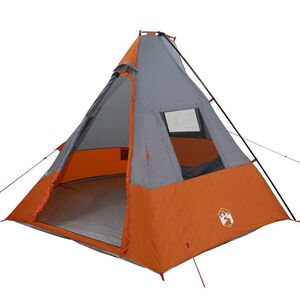 vidaXL Tipi Zelt 6 Personen Wasserdicht Grau und Orange Taft