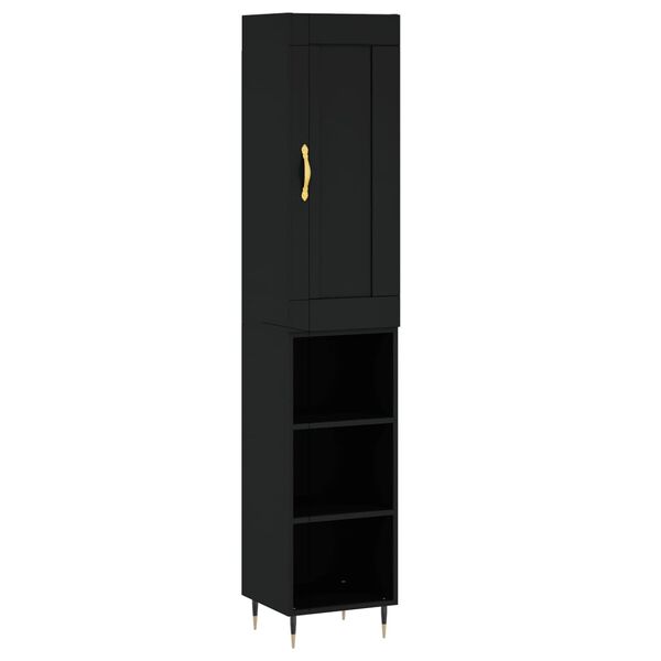 vidaXL Highboard Schwarz 34,5x34x180 cm Holzwerkstoff