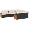 vidaXL 10-tlg. Garten-Sofagarnitur mit Kissen Schwarz Poly Rattan