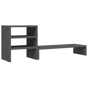 vidaXL Monitorst&auml;nder Grau 81x20x30 cm Massivholz Kiefer