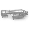 vidaXL 10-tlg. Garten-Lounge-Set Massivholz Kiefer Grau