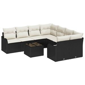 vidaXL Gartensofa-set 9 stk. 8-Sitzanzahl Schwarz und Creme