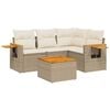 vidaXL 5-tlg. Garten-Sofagarnitur mit Kissen Beige Poly Rattan