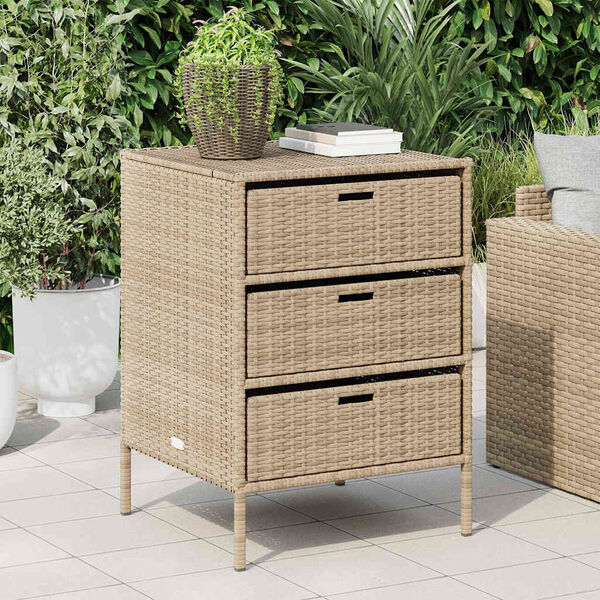 vidaXL Gartenschrank Beige 55x59x80 cm Poly Rattan