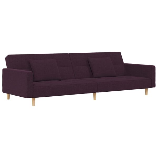 vidaXL Schlafsofa 2-Sitzer mit 2 Kissen Lila Stoff