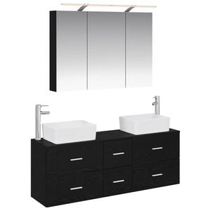 vidaXL Badezimmerm&ouml;bel-Set 4 stk. Schwarze Eiche