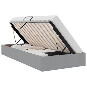 vidaXL Ottoman Bettgestell mit Speicher Hellgrau 90 x 190 cm Stoff