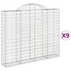 vidaXL Gabionen mit Hochbogen 9 Stk. 200x30x160/180cm Verzinktes Eisen