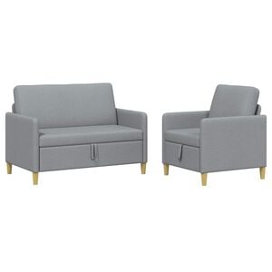 vidaXL Sofa Set mit Stauraum 2 stk. Hellgrau Polyester