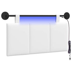 vidaXL H&auml;ngendes Kopfteil Mit LED Licht Wei&szlig; Stoff