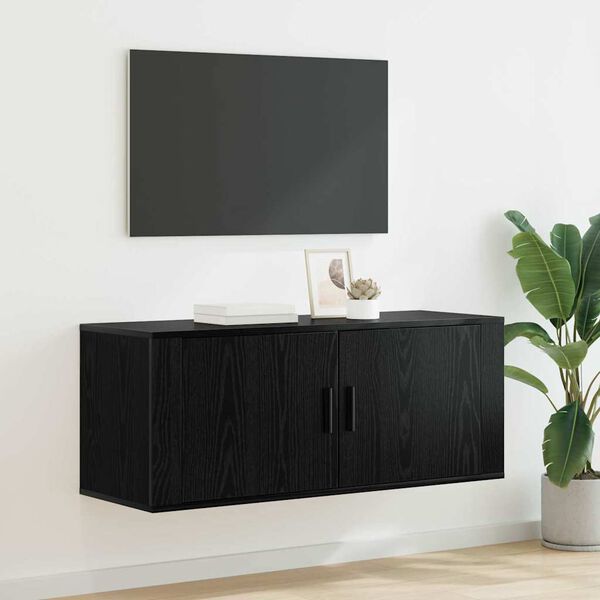 vidaXL Wandmontiertes TV-Regal Schwarz Eichen-Optik 100 x 34,5 x 40 cm