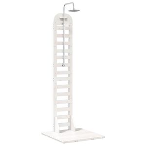 vidaXL Gartendusche 223 cm Massivholz Kiefer und Edelstahl Wei&szlig;