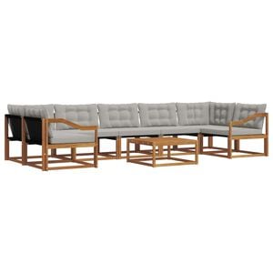 vidaXL Outdoor-Sofagarnitur mit Kissen 8 pcs Nat&uuml;rlich und Hellgrau