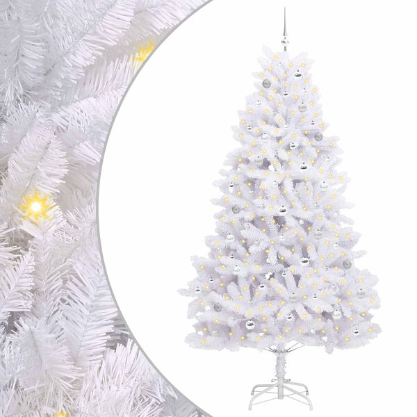 vidaXL K&uuml;nstlicher klappbarer Weihnachtsbaum Wei&szlig; 240 cm PVC und Stahl