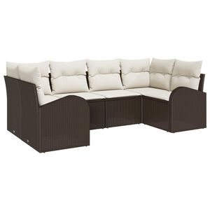 vidaXL Gartensofa-set mit Kissen 6 pcs Braun und Wei&szlig; Poly-Rattan