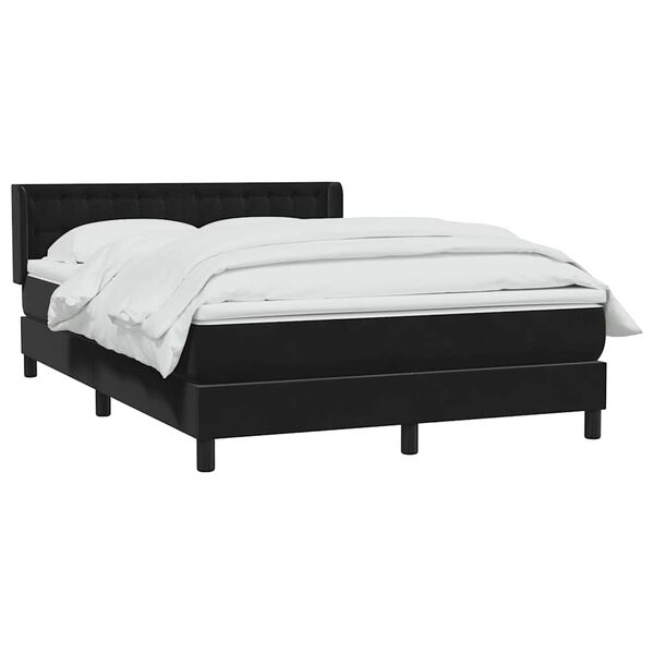 vidaXL Boxspringbett mit Matratze Schwarz 160x210 cm Samt