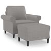 vidaXL Sessel mit Hocker Hellgrau 60 cm Stoff