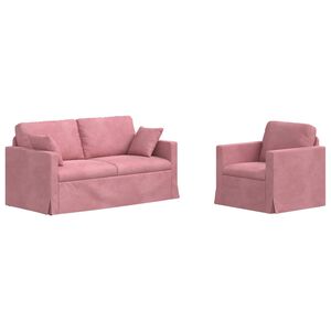 vidaXL Sofa 2 pcs Rosa 158 x 78 x 80 cm Samt