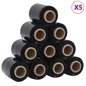 vidaXL Stretchfolien 50 Stk. Schwarz 23 &mu;m 10 cm x 150 m
