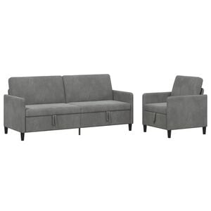 vidaXL Sofa Set mit Stauraum 2 stk. Dunkelgrau Polyester