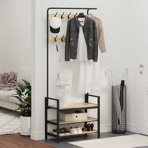 vidaXL Kleiderständer Sonoma-Eiche 75 x 34 x 184 cm Holzwerkstoff