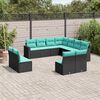 vidaXL 11-tlg. Garten-Sofagarnitur mit Kissen Schwarz Poly Rattan