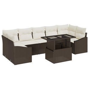 vidaXL Garten-Sofa-Set mit Speicher 8 pcs Braun Poly Rattan