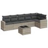 vidaXL 7-tlg. Garten-Sofagarnitur mit Kissen Hellgrau Poly Rattan