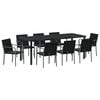 vidaXL Garten Essgruppe 9 stk. Schwarz und Grau PE-Rattan