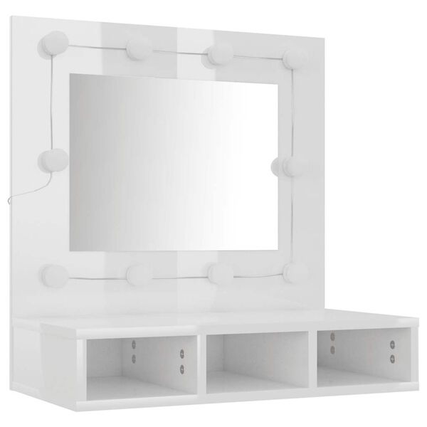 vidaXL Spiegelschrank mit LED Hochglanz-Wei&szlig; 60x31,5x62 cm