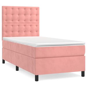 vidaXL Boxspringbett mit Matratze Rosa 80x200 cm Samt