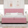 vidaXL LED Boxspringbett mit Matratze Rosa 200 x 200 cm Stoff