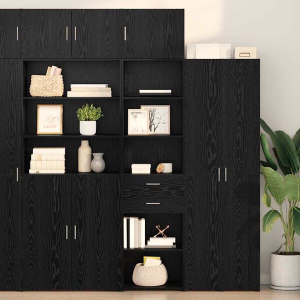 vidaXL Highboard Schwarz Eichen-Optik 50 x 42,5 x 225 cm Holzwerkstoff