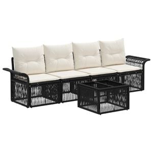 vidaXL Gartensofa-set 5 stk. Schwarz Poly-Rattan