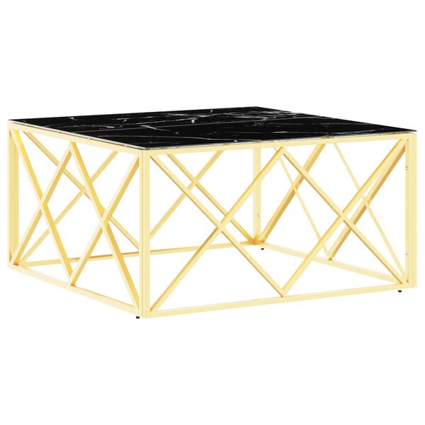 vidaXL Couchtisch Golden 80x80x40 cm Edelstahl und Glas