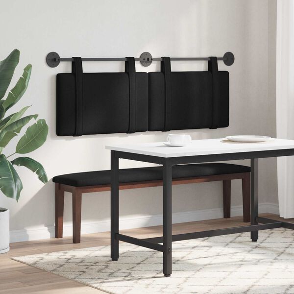 vidaXL H&auml;ngevorderseite Wandmontiert Uni Schwarz 150 x 55 x 5 cm Stoff