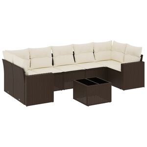 vidaXL 8-tlg. Garten-Sofagarnitur mit Kissen Braun Poly Rattan
