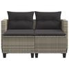 vidaXL Gartensofa 2-Sitzer mit Hockern Hellgrau Poly Rattan