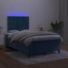 vidaXL Boxspringbett mit Matratze & LED Dunkelblau 120x190 cm Samt