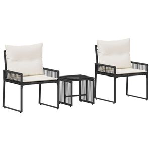 vidaXL Gartenm&ouml;bel Set 7 Stk. Schwarz und Cremewei&szlig; Poly-Rattan