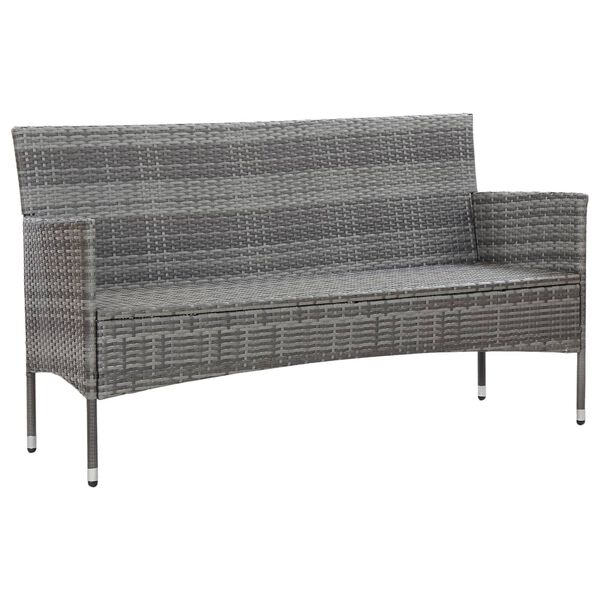 vidaXL 3-Sitzer-Gartensofa mit Polstern Grau Poly Rattan