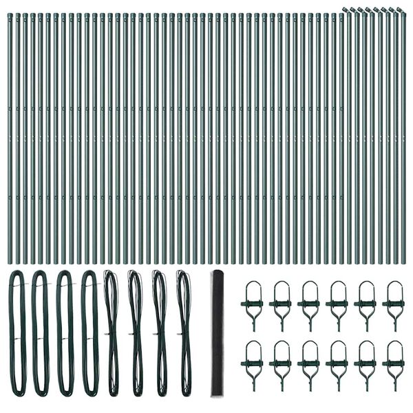 vidaXL Zaunpfosten Grau 100 x 1,5 m (50 mm Maschenweite) Stahl und PVC