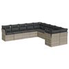 vidaXL 10-tlg. Garten-Sofagarnitur mit Kissen Hellgrau Poly Rattan