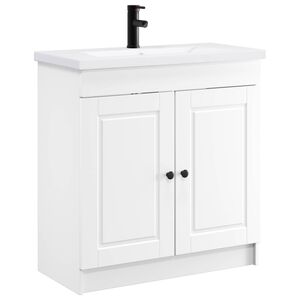 vidaXL Badezimmerm&ouml;bel-Set Wei&szlig; 56 x 37,5 x 81 cm Holzwerkstoff