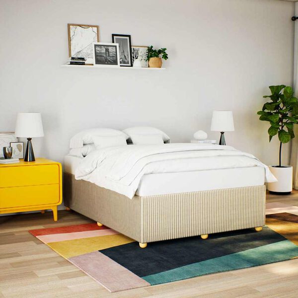 vidaXL Bettgestell ohne Matratze Creme 160x200 cm Stoff