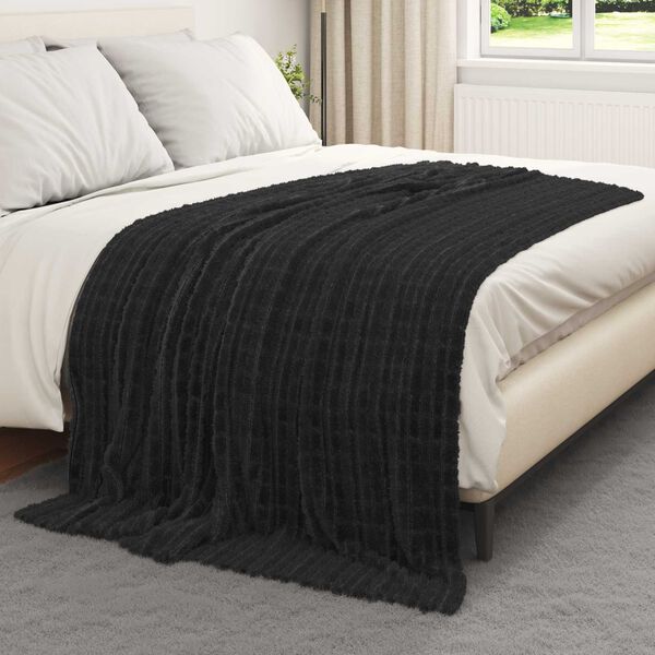 vidaXL Wohndecken 6 pcs Schwarz 200 x 150 cm Fleece